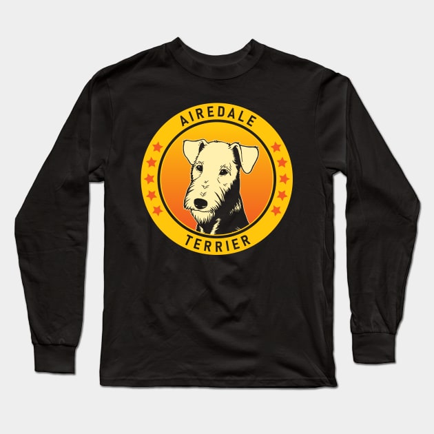 Airedale Terrier Dog Portrait Long Sleeve T-Shirt by millersye